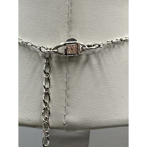 Givenchy Vintage Silver Tone Sparkling Rhinestone Faux Pearl Y Drop Necklace - Picture 4 of 14